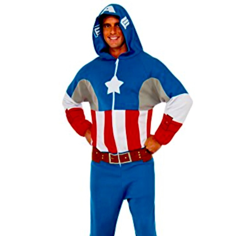 Marvel Captain America Costume Adult Men’s Size Standard (L) Blue & Red NWT